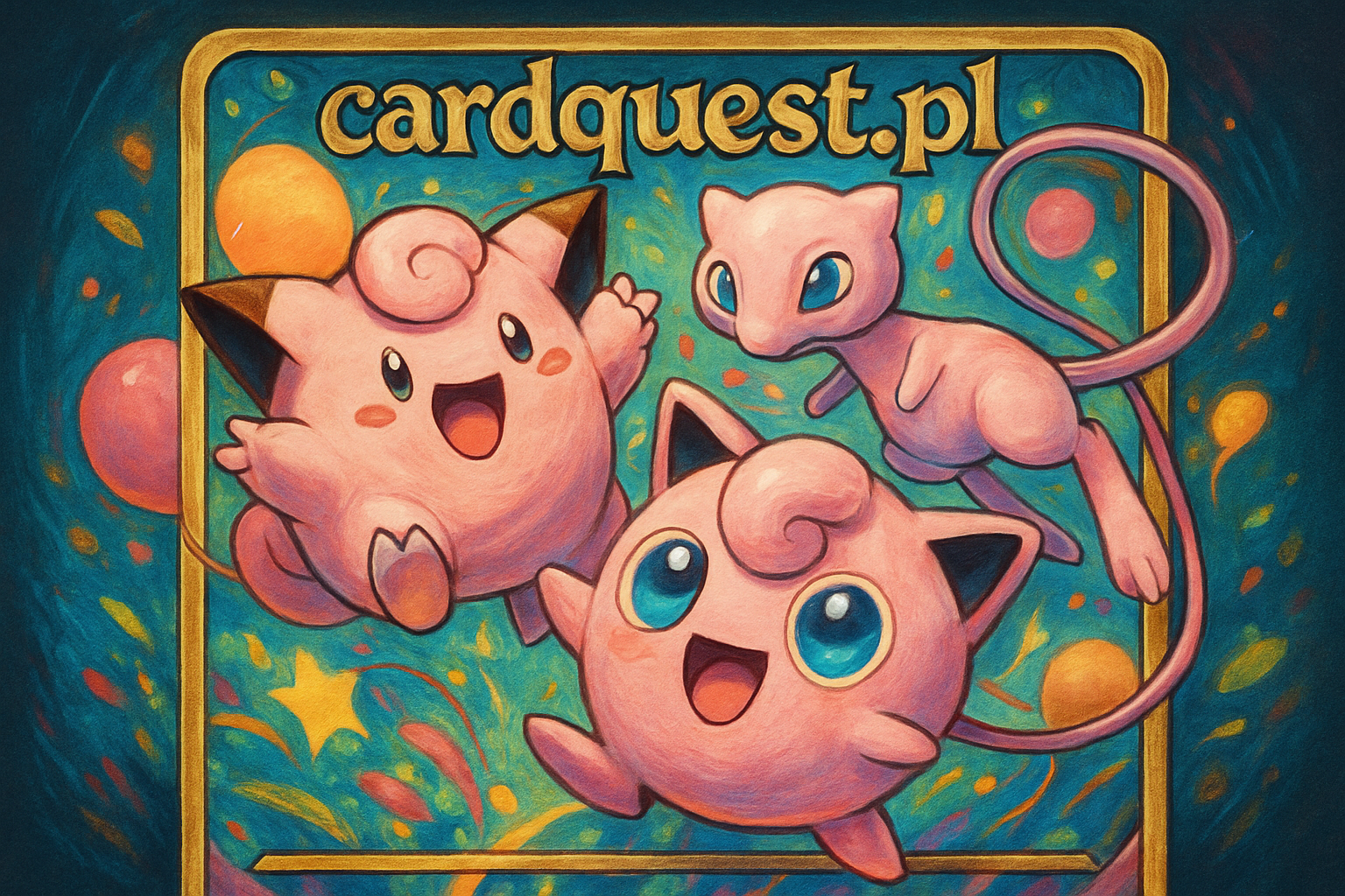 Grupa uroczych różowych Pokemonów