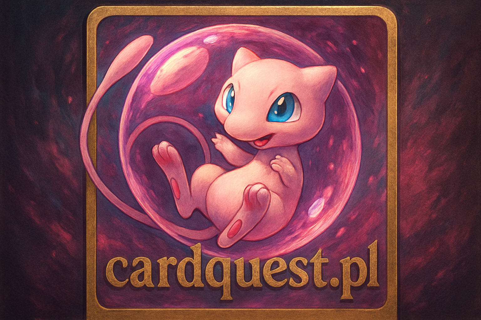 Mityczny Pokemon Mew unoszący się w różowej bańce