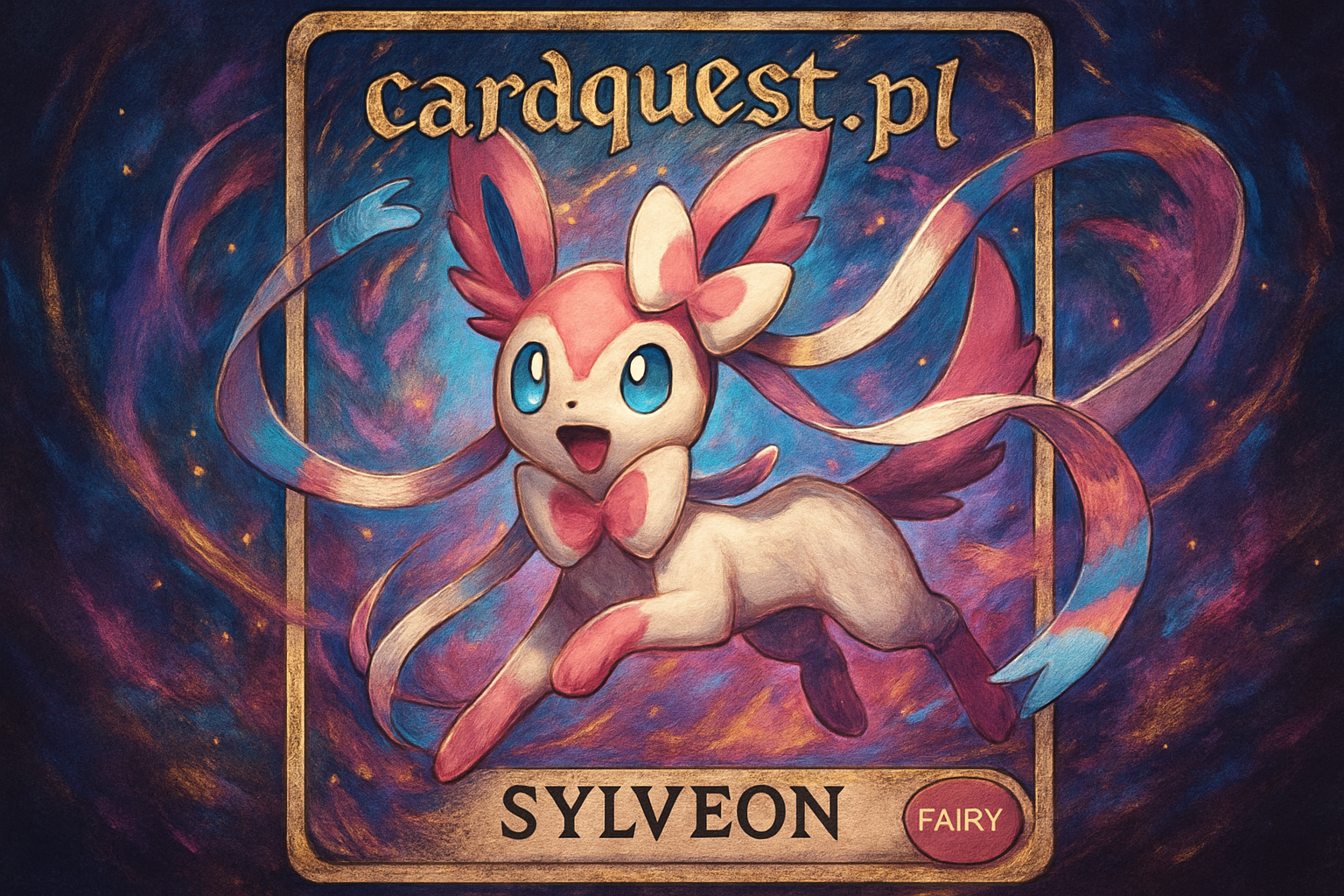 Baśniowy Pokemon Sylveon z powiewającymi wstążkami